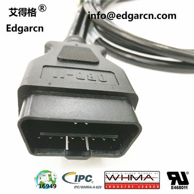 Iatf16949 J1962 Obd2 Connector Cable 16pin Injection Plug For Velhcle Diagnostic