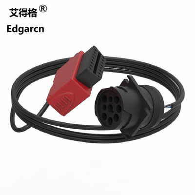 Red Automotive Wiring Harness J1939 9 Pin Deutsch To Obd2 Cable For Truck