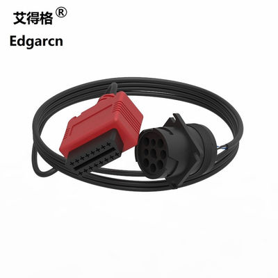 Red Automotive Wiring Harness J1939 9 Pin Deutsch To Obd2 Cable For Truck