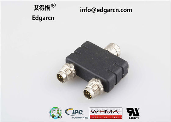 Black Automotive Wiring Harness M8 1 Male To 2 Female Adapter Length Customized